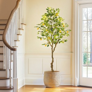 Garvee 5/6FT Artificial Lemon Tree Potted Plant with 15 Lemon Fruits, With LED lights and flower pots， for Living Room, Bedroom or Office Decor - 1 of 4