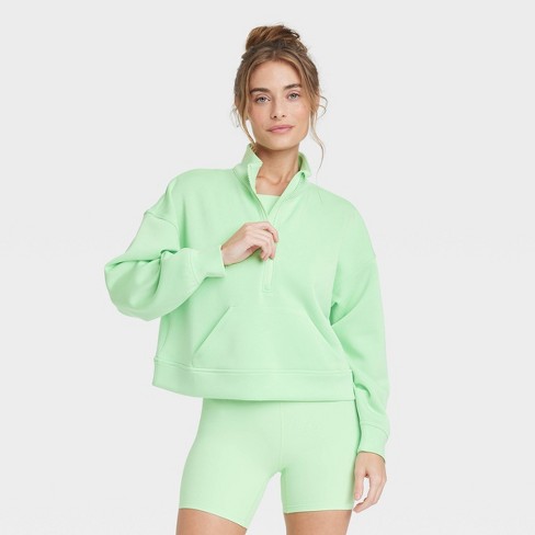 Women's Sandwash Half Zip Pullover - All in Motion™ Light Green M