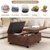 32" Square Storage Bench, Leather Lift-Top Ottoman Cube Bench, Coffee Table Ottoman With Large Storage Space,  Storage Coffee Table For Living Room - 4 of 4
