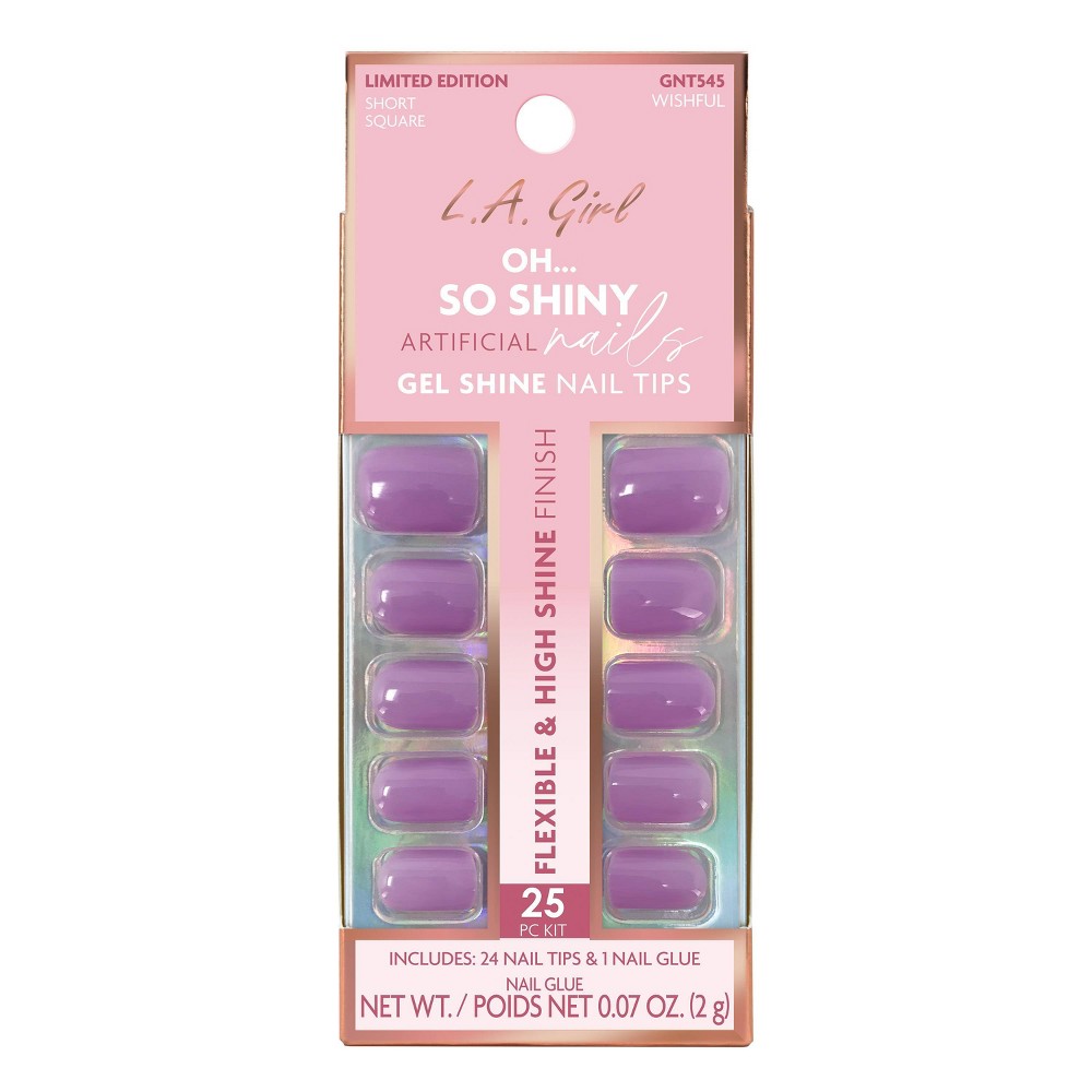 Photos - Manicure Cosmetics L.A. Girl Oh So Shiny Artificial Fake Nails - Wishful - 25ct