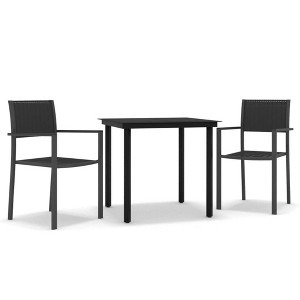 vidaXL Patio Dining Set Outdoor Dining Set Table and Chair Set for Garden - Black 31.5" Table Length 2 Items - 1 of 4