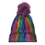 Charles Albert Girl's Metallic Pom Beanie - Kids Winter Hat