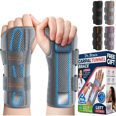 DR. BRACE Adjustable Wrist Brace Night Support for Carpal Tunnel, Double Splint & Therapeutic Cushion, Hand Brace For Pain Relief, Injuries, Sprains