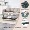 Lirago Modern Two-Tier Coffee Table-Black Marble Pattern & Clear Glass, Versatile Design for Living Room & Office - 3 of 4