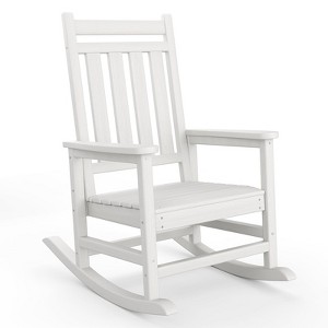 Adirondack Outdoor Rocking Chair, All Weather HDPE Plastic Patio Rocker Chair with Wide Armrests - 1 of 4