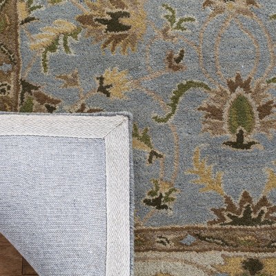 Light Blue and Beige Hand-Tufted Wool Area Rug 4' x 6'