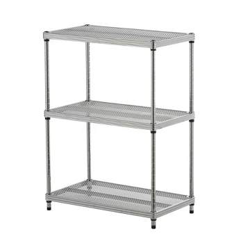 Design Ideas MeshWorks 3 Tier Full-Size Metal Storage Shelving Unit Rack for Kitchen, Office, and Garage Organization, 23.6” x 13.8” x 31.5,” Silver