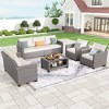 Garvee 7 Pieces Patio Furniture Sets All Weather Outdoor Sectional Patio Sofa, Wicker Rattan Patio Seating Sofas with Cushion and Glass Table, Gray - 2 of 4