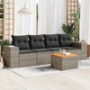 vidaXL Patio Sofa Set with Cushions Outdoor Furniture 5 Piece Poly Rattan - Gray - 2 of 4