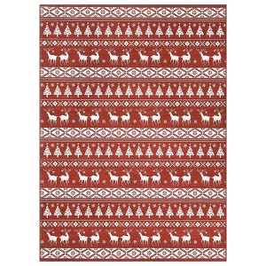 Coolmee Christmas Washable Rugs Snowflake Rug Non Slip Soft Non Shedding Indoor Holiday Decor Carpet for Living Room Bedroom - 1 of 4