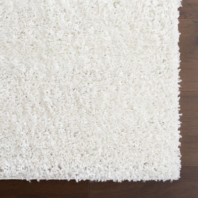 Ivory Rectangular Synthetic Shag Rug 4' x 6'