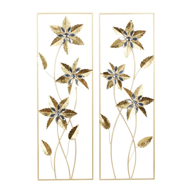 Set of 2 Iron Metal Floral Wall Decors with Gold Frame - Olivia &#38; May, 2 of 9