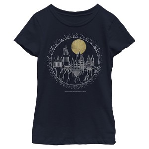 Girl's Harry Potter Hogwarts Line Art Moonrise T-Shirt - 1 of 4