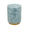 HDZNVF 14x14x18 inch Round Accent End Table with Blue and White Design and Gold Pedestal Base - 2 of 4