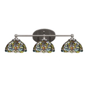 Toltec Lighting Capri 3 - Light Vanity in  Brushed Nickel with 7" Kaleidoscope Art Glass Shade - 1 of 2