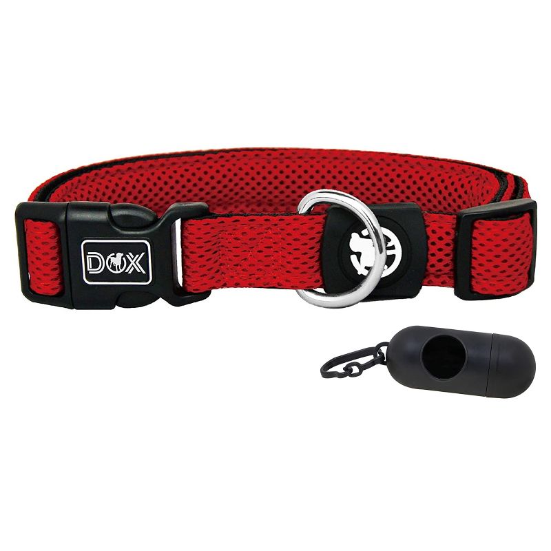 DDOXX Nylon Airmesh Dog Collar - Red - Medium, 1 of 5