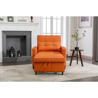 Futon Sofa Bed 3-in-1 Pull Out Sleeper Chair Bed Convertible Chair With USB Ports Leather Sleeper Sofa Bed For Apartment Office