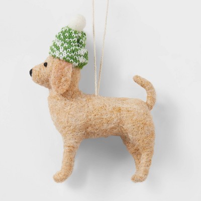 Labrador with Stocking Hat Christmas Tree Ornament Green/White - Wondershop™