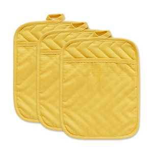 Design Imports  Quilted Potholder Set 3 Piece Yellow 7X9" - 1 of 4