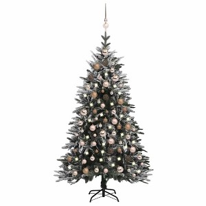 vidaXL Artificial Christmas Tree Green with shiny gold, matt gold, and bronze - 1 of 4