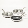 12pc Nonstick Stainless Steel Cookware Set With 6pc Pan Protectors