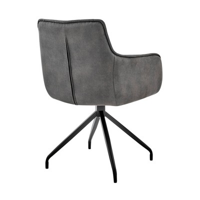 Charcoal Velvet High Swivel Arm Chair with Stainless Steel Base
