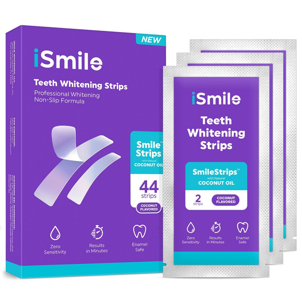 Photos - Toothpaste / Mouthwash i-Smile iSmile Teeth Whitening Strips Kit - Coconut and Mint Oil - 44ct 