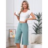 INSPIRE CHIC Women's High Waisted Pajama Shorts Viscose Comfy Soft Knee Length Long Shorts with Pockets - 2 of 4