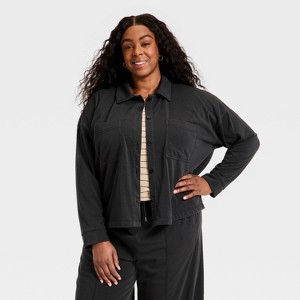 Women's Lightweight Fleece Collared Button-Down Shirt - Universal Thread™ - 1 of 3