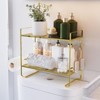 Over The Toilet Storage Rack, 2-Tier Multifunctional Bathroom Shelf Organiser with 2 Hooks, Space Saving Multi-Purpose Metal Organiser Rack for - 3 of 4