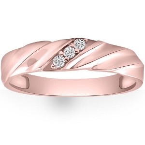 Pompeii3 VS Diamond 3-Stone Men's Wedding Band in White, Yellow, or Rose Gold Lab Created - 1 of 4