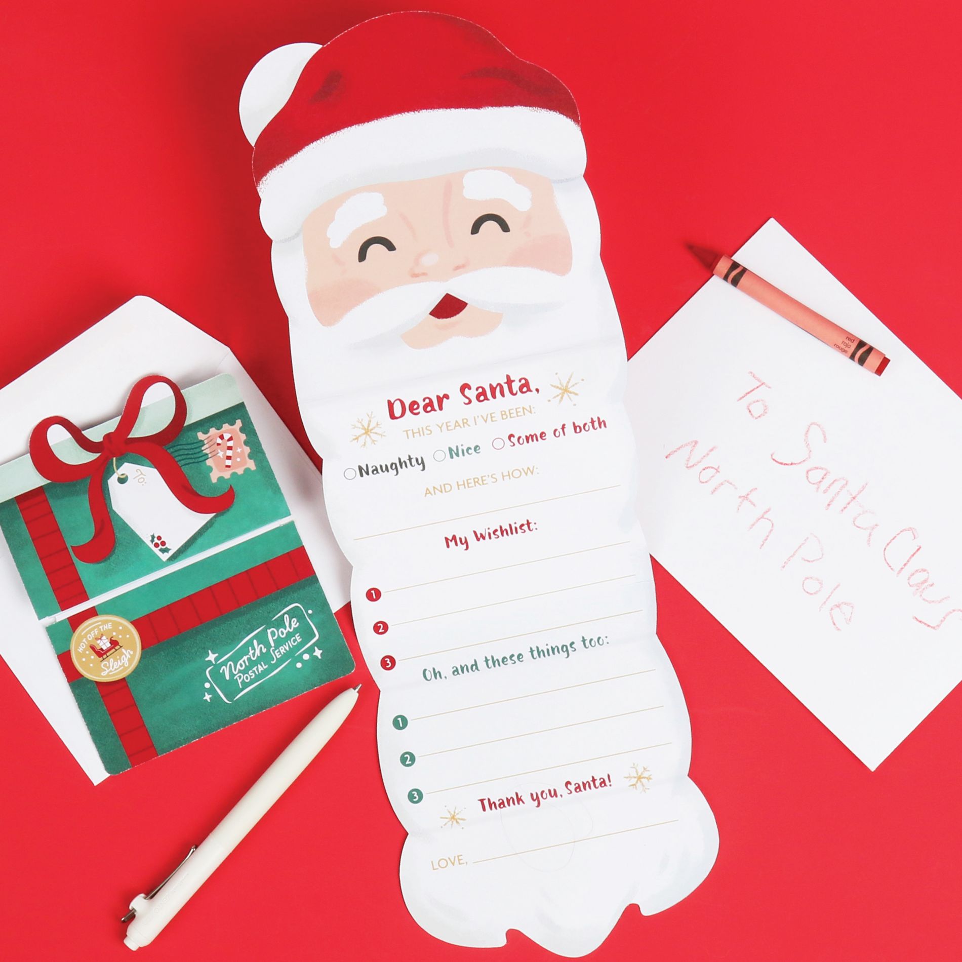 Big Dot of Happiness Letters to Santa Kit, Christmas Wish List, Kids Santa Claus Letter, Letter from Santa, 2 Envelopes,1 Letter to Santa, 1 Letter