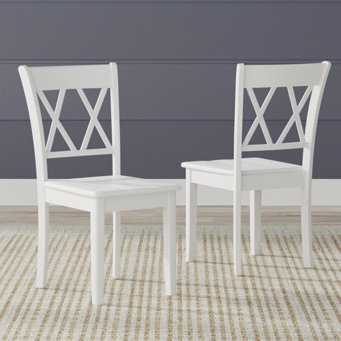 Glenwillow Home Double X Back Solid Wood Dining Chairs in White Set of 2