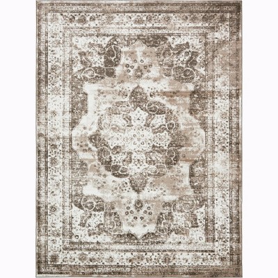 Sofia Rectangular Dark Brown and Light Brown Synthetic Area Rug