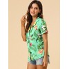 Allegra K Women's Hawaiian Floral Leaves Printed Short Sleeve Button Down Vintage Shirt - 4 of 4