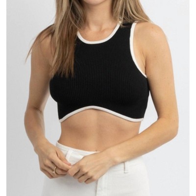 Women's RENA RIBBED CROP - OLIVACEOUS