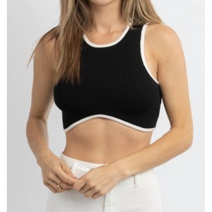 Women's RENA RIBBED CROP - OLIVACEOUS - 1 of 4