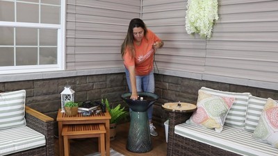 Green Glazed Ceramic Outdoor Fountain with LED Lights