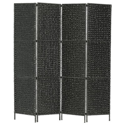 vidaXL 4-Panel Room Divider Black 60.6"x63"  Water Hyacinth