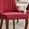 Okak Flocking Linen Dining Chairs Set of 2, Modern Kitchen Chairs with Comfy Fabric Upholstered, Accent Chairs with Curved Solid Wood Legs - 4 of 4