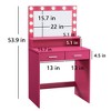 Makeup Vanity Desk, Vanity Table Set, Touch-Controlled Mirror With 3 Lighting Modes, 11 Bulbs, Retro Dressing Table With 2 Spacious Drawers - 4 of 4