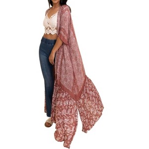 Women's Long Paisley Flowy Duster - LETO - 1 of 2