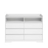 White Dresser w/6 Drawers, Wide Wood Chest of Drawers for Bedroom, Large Storage Tower Unit, Modern Minimalist Closet Store Organizer for Living Room - 3 of 4