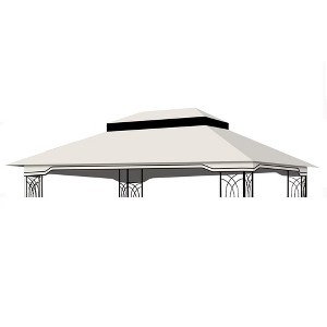 10x12 Ft Outdoor Patio Gazebo Replacement Canopy,Double Tiered Gazebo Tent Roof Top Cover Only(Frame Not Include)-Brown - 1 of 4