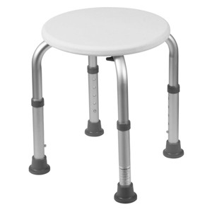 DMI Shower or Bath Stool, Made of Non Slip Aluminum with Plastic Seat, Adjustable Height, 225 lb capacity, White - 1 of 4