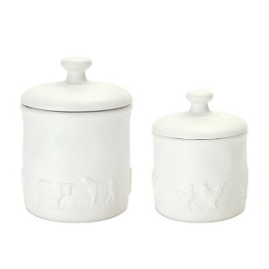 Melrose Ceramic Farm Animal Canister (Set of 2) - 1 of 4