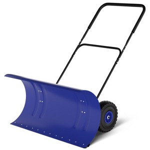29" Snow Shovel with Wheels, Metal Back Push Snow Plow for Doorway & Sidewalk, Adjustable Angle & Height Handle Snow Pusher - 1 of 4