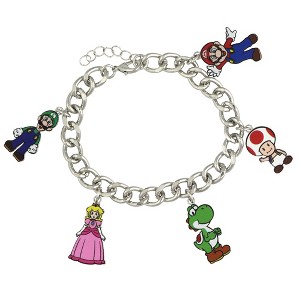 Super Mario Bros 5 Character Charm Chain Link Jewelry Bracelet For Women - 1 of 4