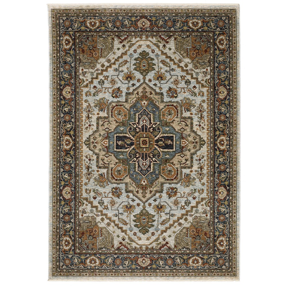 9'10inx12'10in Arya Persian Medallion Indoor Area Rug Beige/Sky Blue - Captiv8e Designs