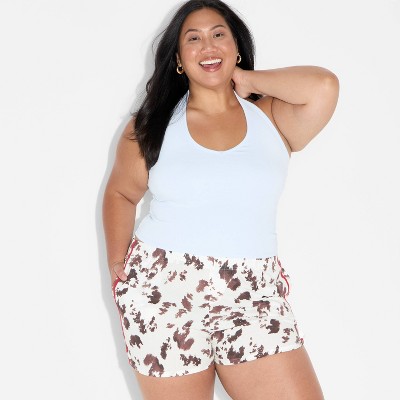 Women's Cow Print Graphic Shorts - White